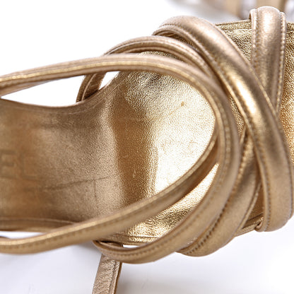 Chanel Laminated Lambskin Parthenon Platform Sandals 35 Gold 10 of 12