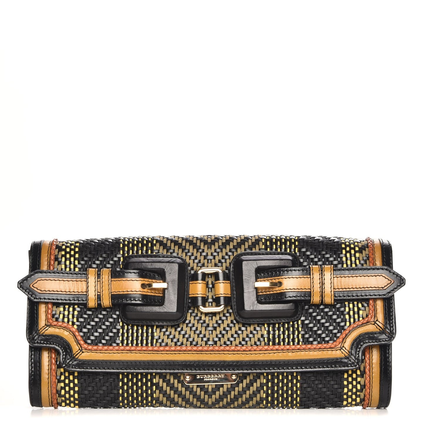 Prorsum Calfskin Cotton Woven Clutch Black Multi