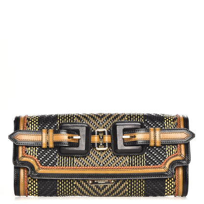 Burberry Prorsum Calfskin Cotton Woven Clutch Black Multi 1 of 10