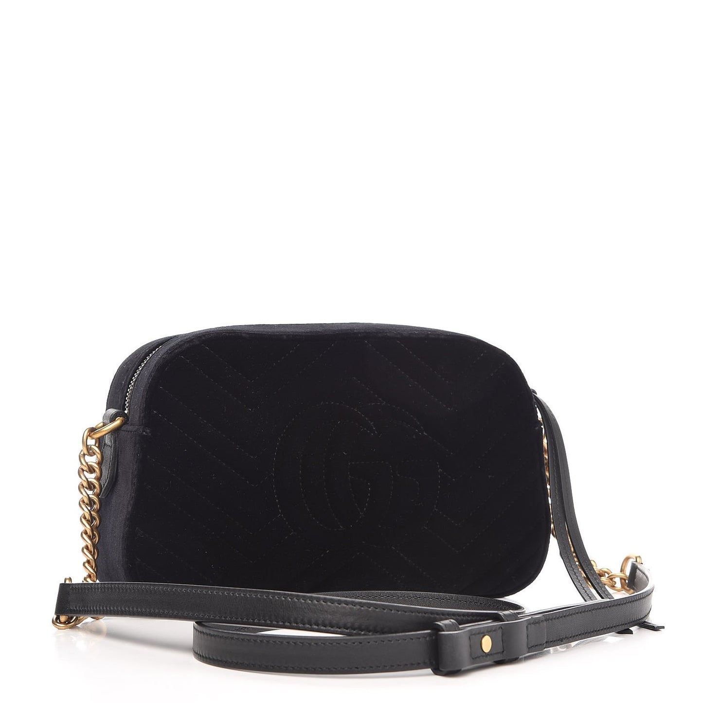 Velvet Matelasse Small GG Marmont Chain Shoulder Bag Black