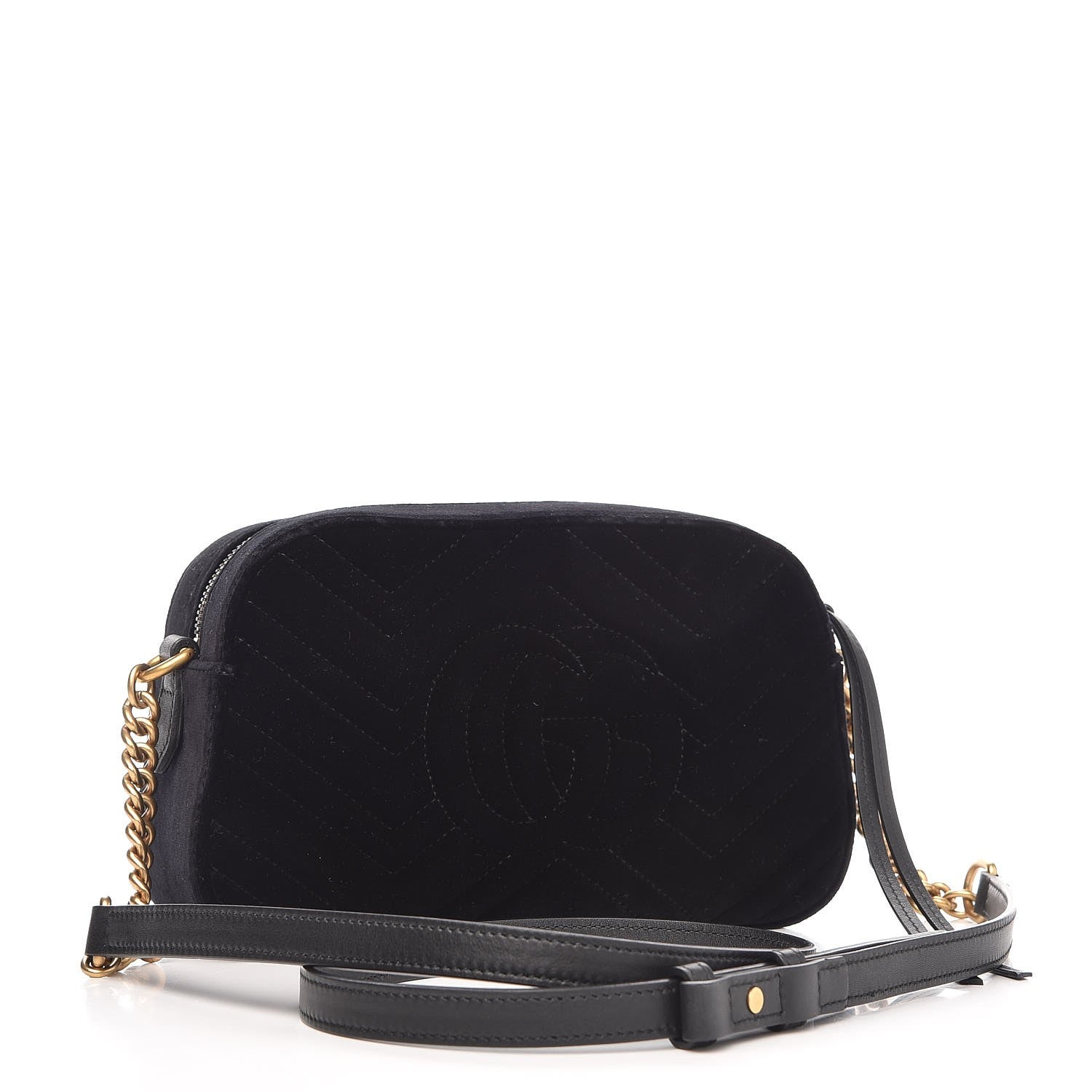 Gucci Velvet Matelasse Small GG Marmont Chain Shoulder Bag Black 3 of 7