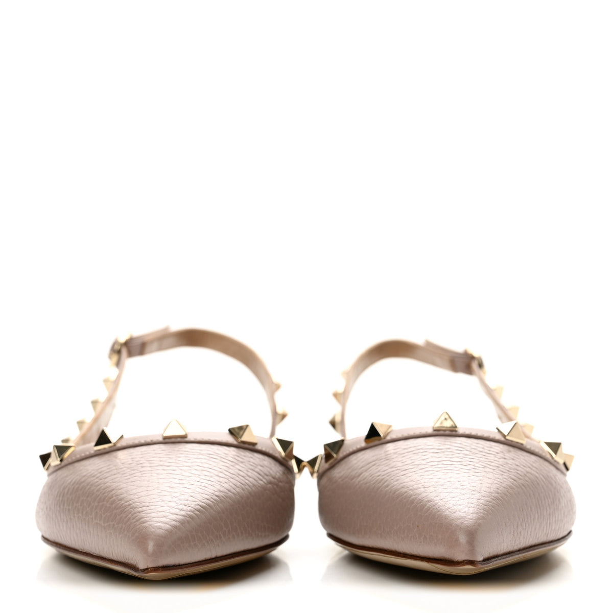 Valentino Garavani Pebbled Calfskin Rockstud Slingback Flats 38.5 Poudre 3 of 10