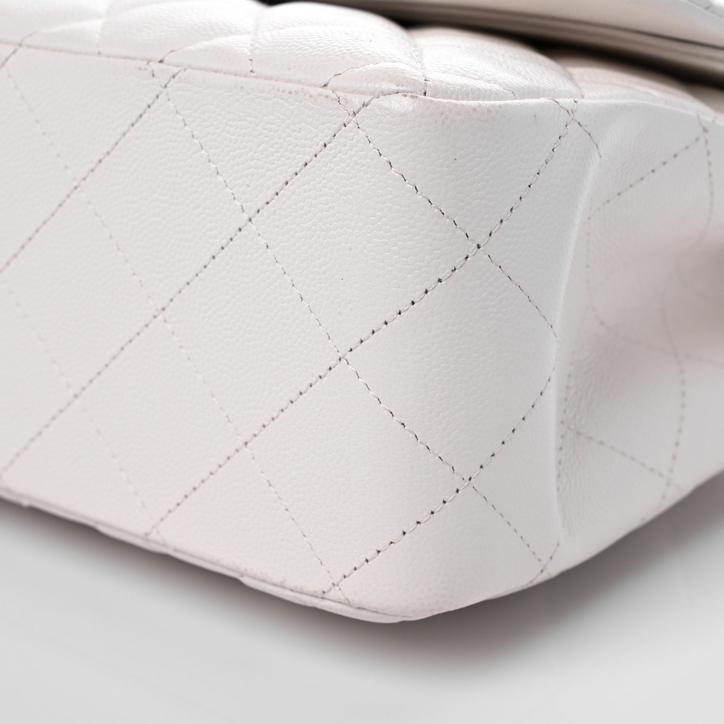 Caviar Quilted Jumbo Double Flap White