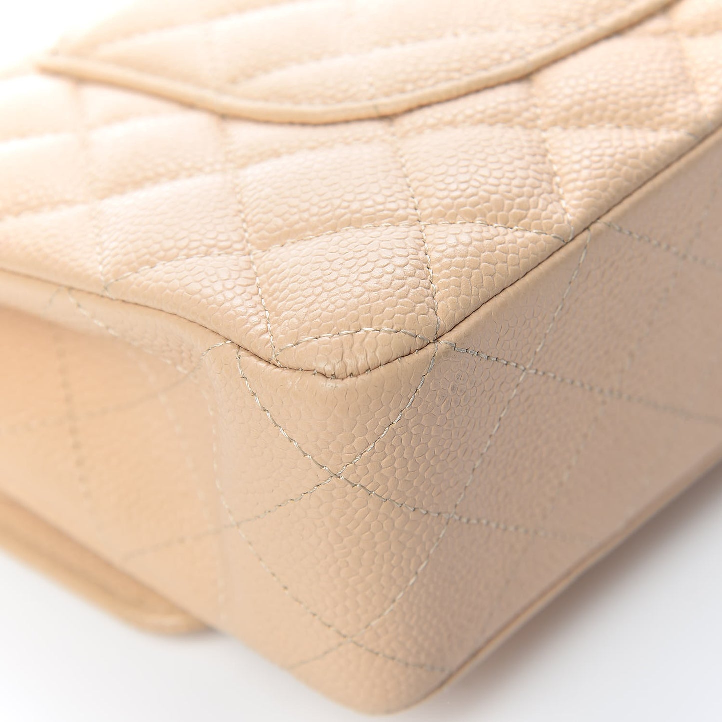 Caviar Quilted Medium Double Flap Beige Clair