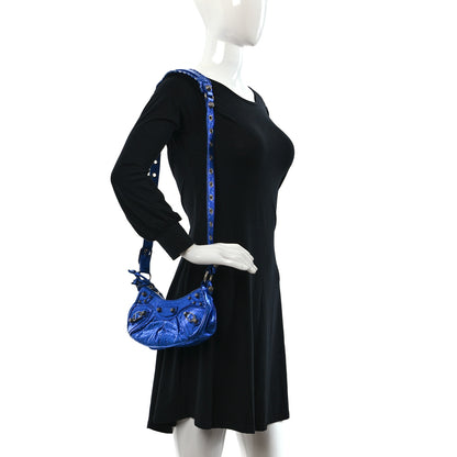 Balenciaga Metallic Arena Agneau Le Cagole Shoulder Bag XS Blue 2 of 8