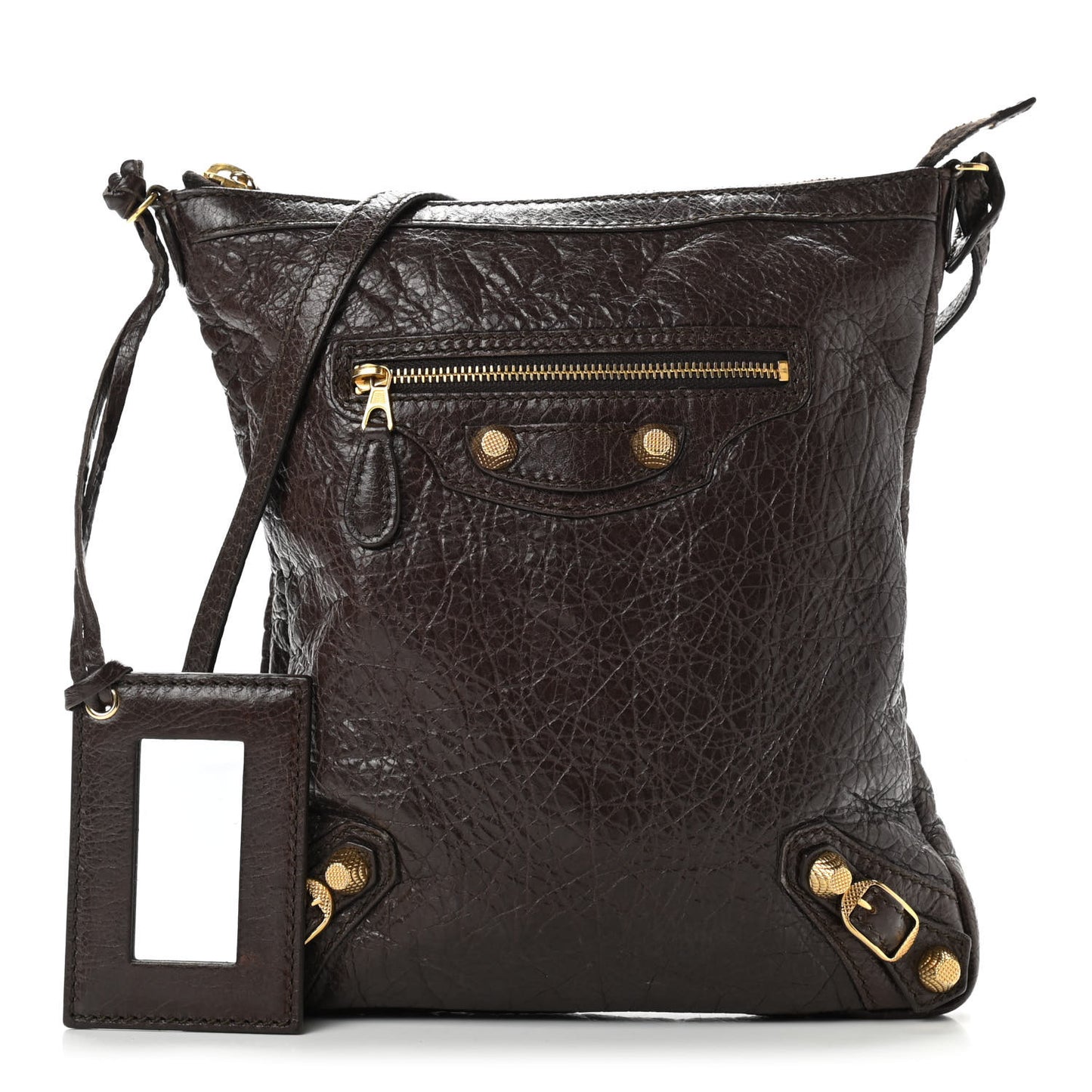 Agneau Giant 12 Gold Hardware Flat Crossbody Charbon
