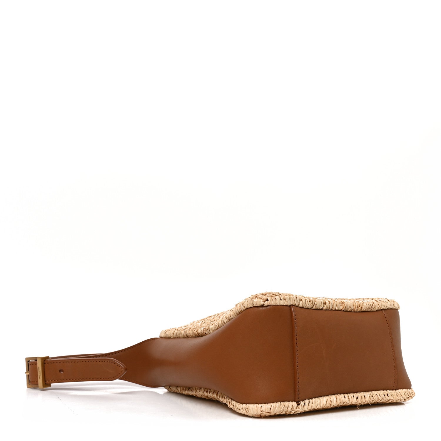 Saint Laurent Raffia Calfskin Le 5 A 7 Baby Hobo Natural Brick 4 of 10