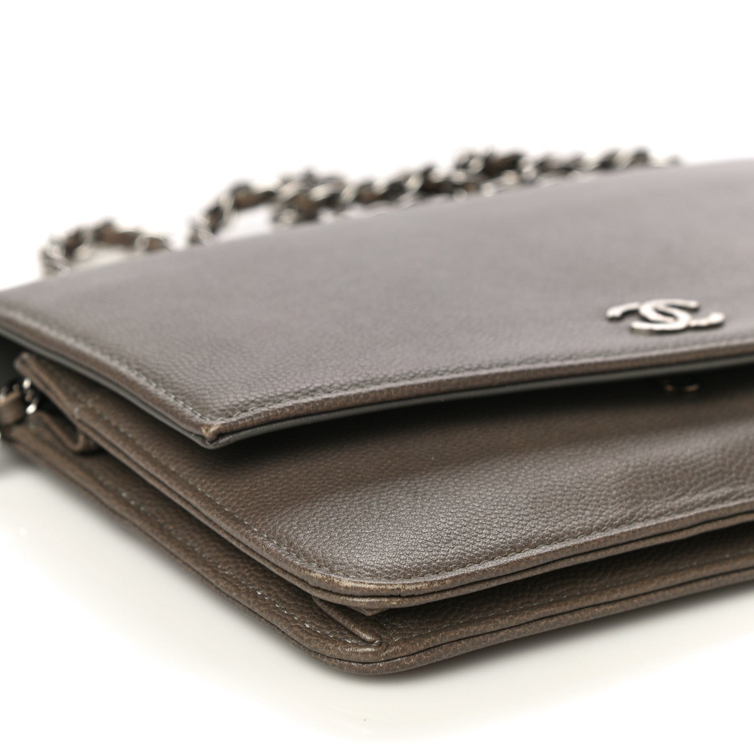 Chanel Caviar Sevruga Wallet On Chain WOC Grey 9 of 15