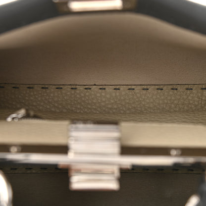 Fendi Cuoio Romano Selleria Bi-Color Mini Peekaboo Iconic Satchel Asfalto Latte 6 of 10