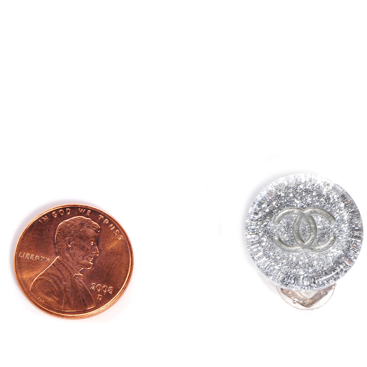 Resin Glitter CC Clip On Earrings Silver