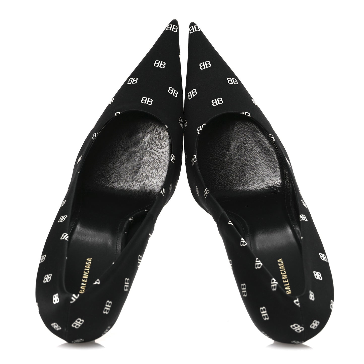 Crepe Satin BB Allover Logo Knife 100mm Pumps 39.5 Black