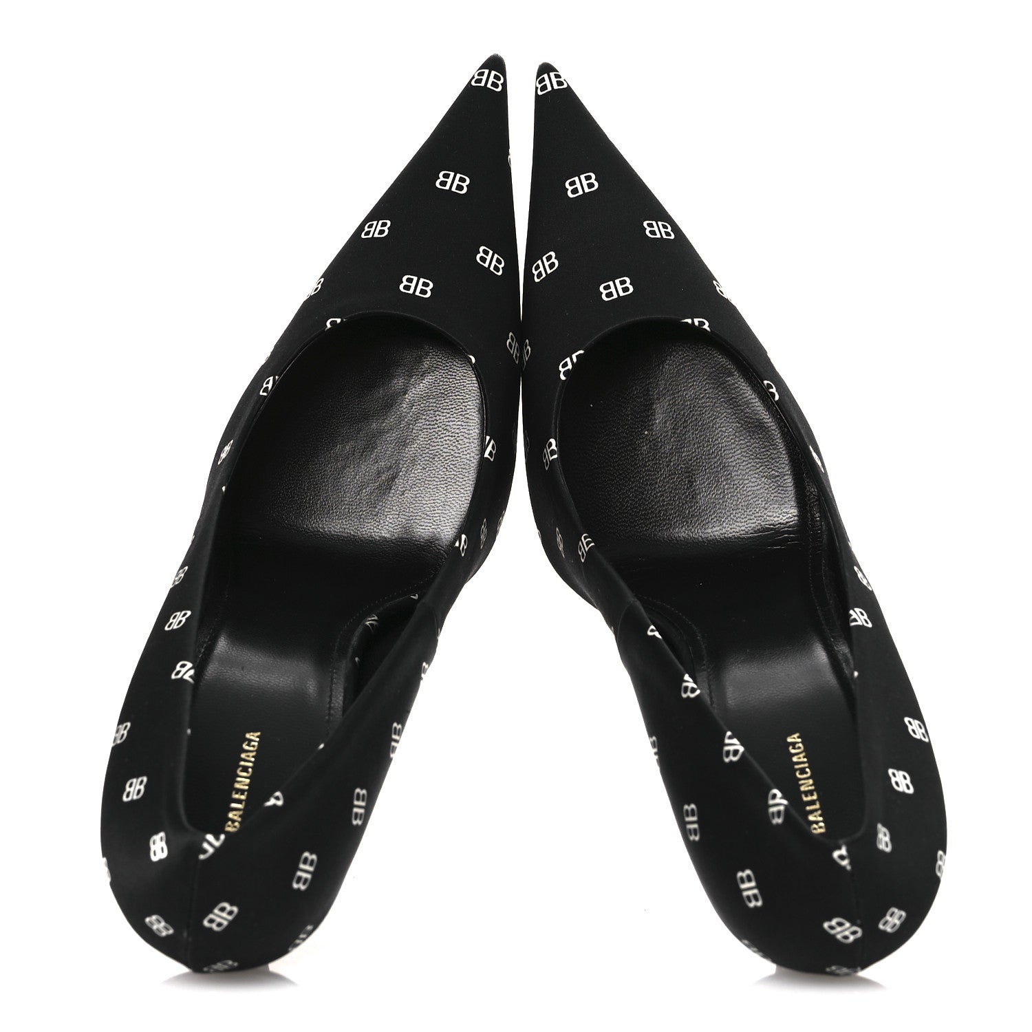 Balenciaga Crepe Satin BB Allover Logo Knife 100mm Pumps 39.5 Black 2 of 11