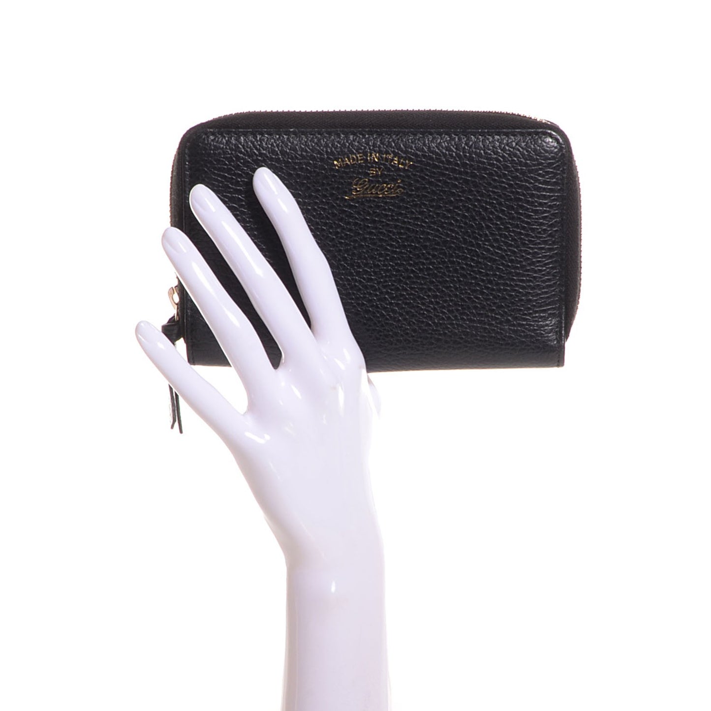 Dollar Calfskin Medium Swing Zip Around Wallet Black