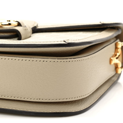 Gucci GG Supreme Monogram Textured Dollar Calfskin Horsebit 1955 Shoulder Bag Beige Mystic White Oatmeal 10 of 10