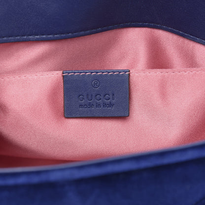 Gucci Velvet Matelasse Mini GG Marmont Shoulder Bag Cobalt Blue 6 of 13
