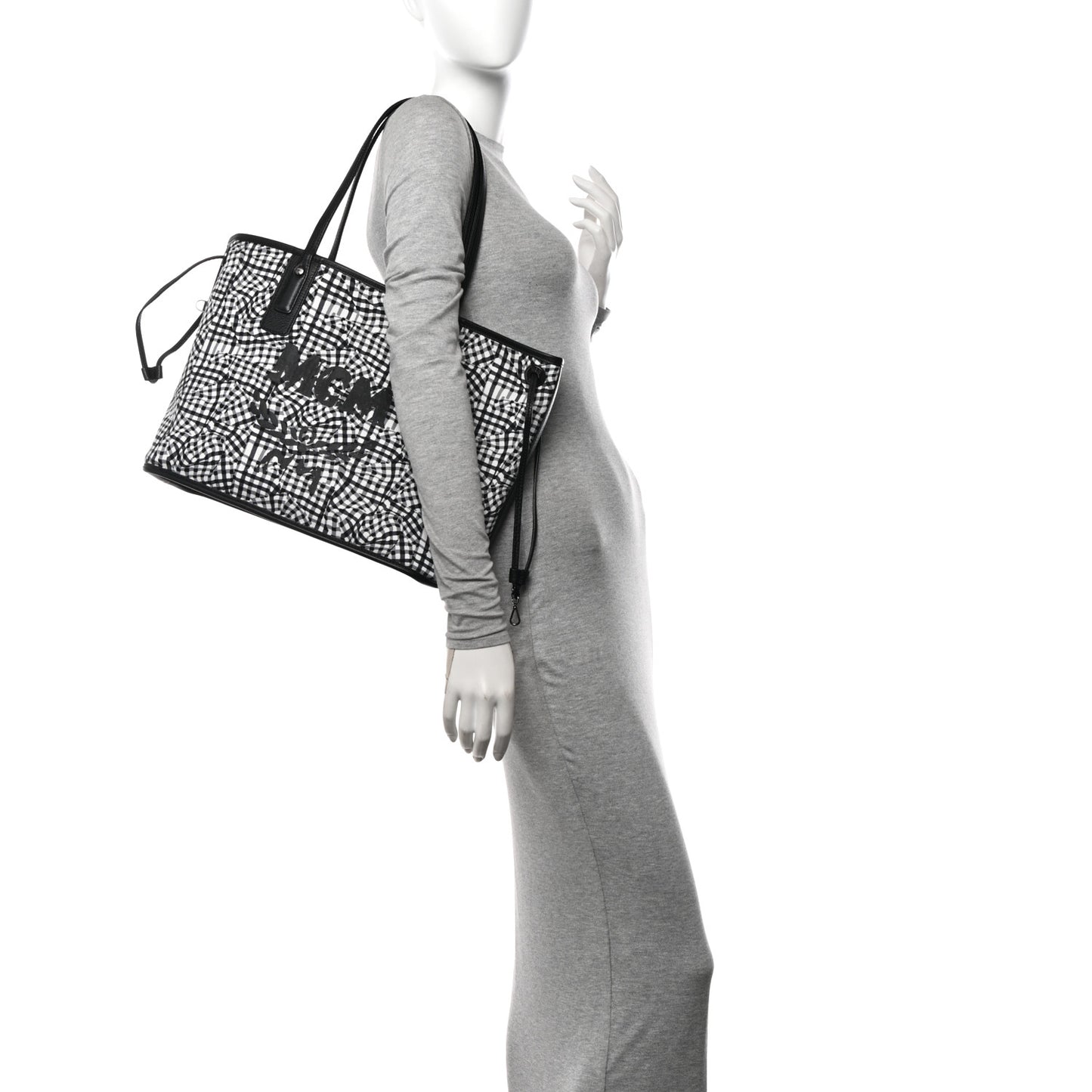 Grained Calfskin Visetos Medium Liz Reversible Shopper Tote Black