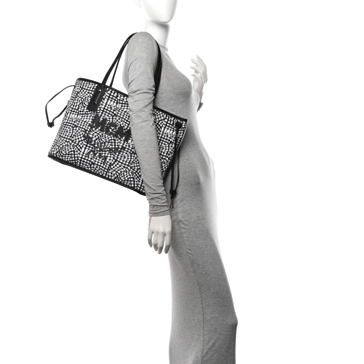 MCM Grained Calfskin Visetos Medium Liz Reversible Shopper Tote Black 2 of 14