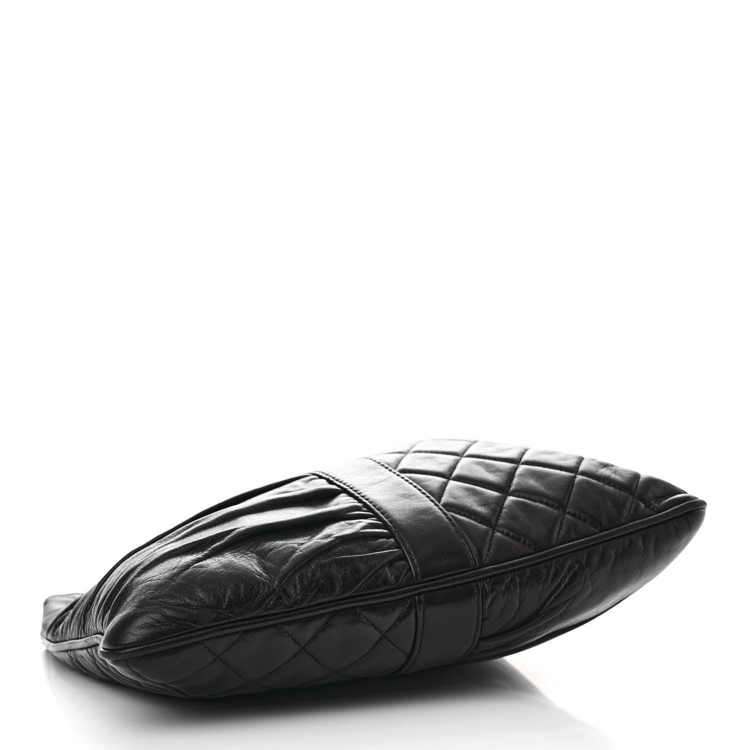 Chanel Lambskin Quilted Pile Ou Face Drawstring Bag Black 4 of 11