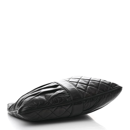 Chanel Lambskin Quilted Pile Ou Face Drawstring Bag Black 4 of 11