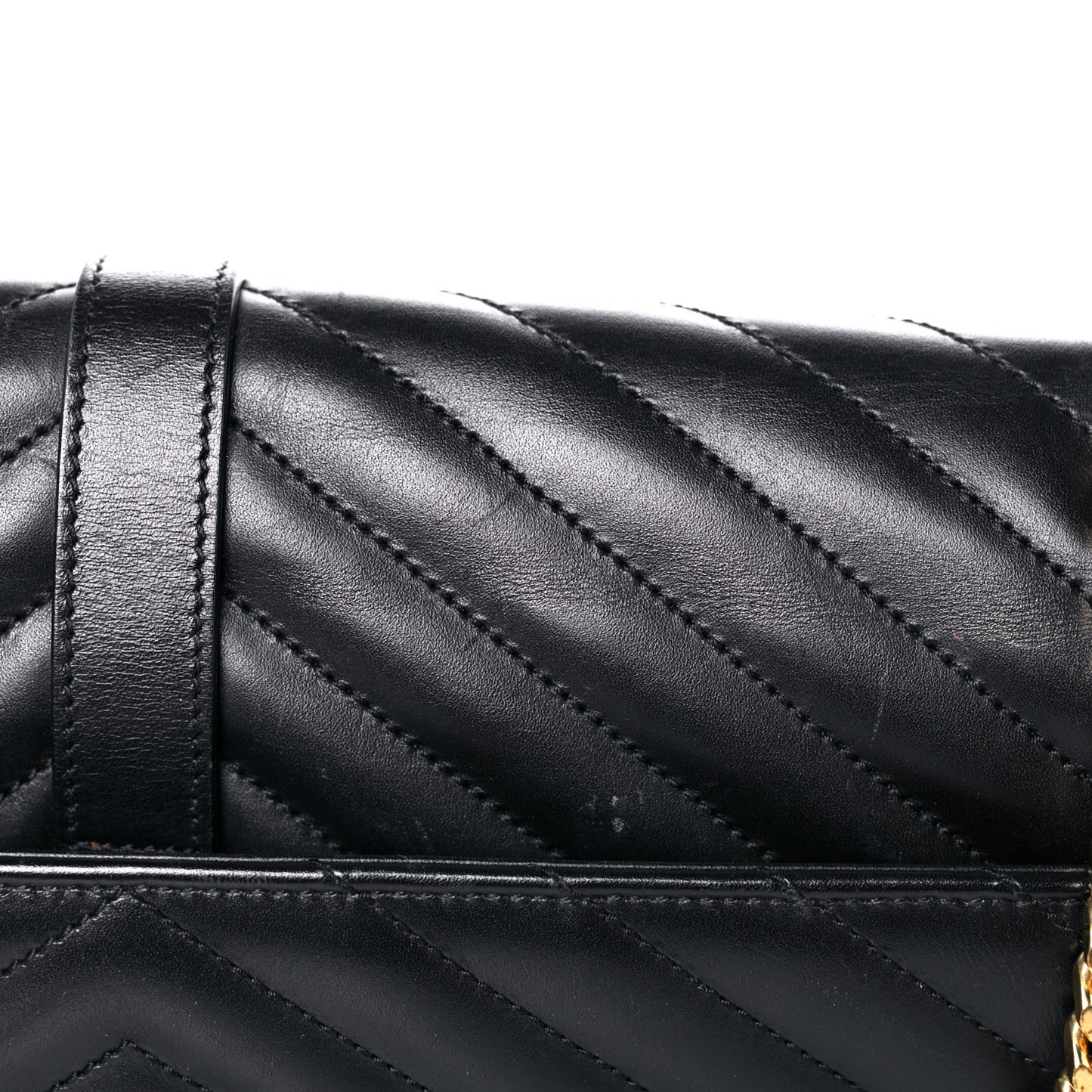 Smooth Calfskin Matelasse Chevron Large Monogram Satchel Black