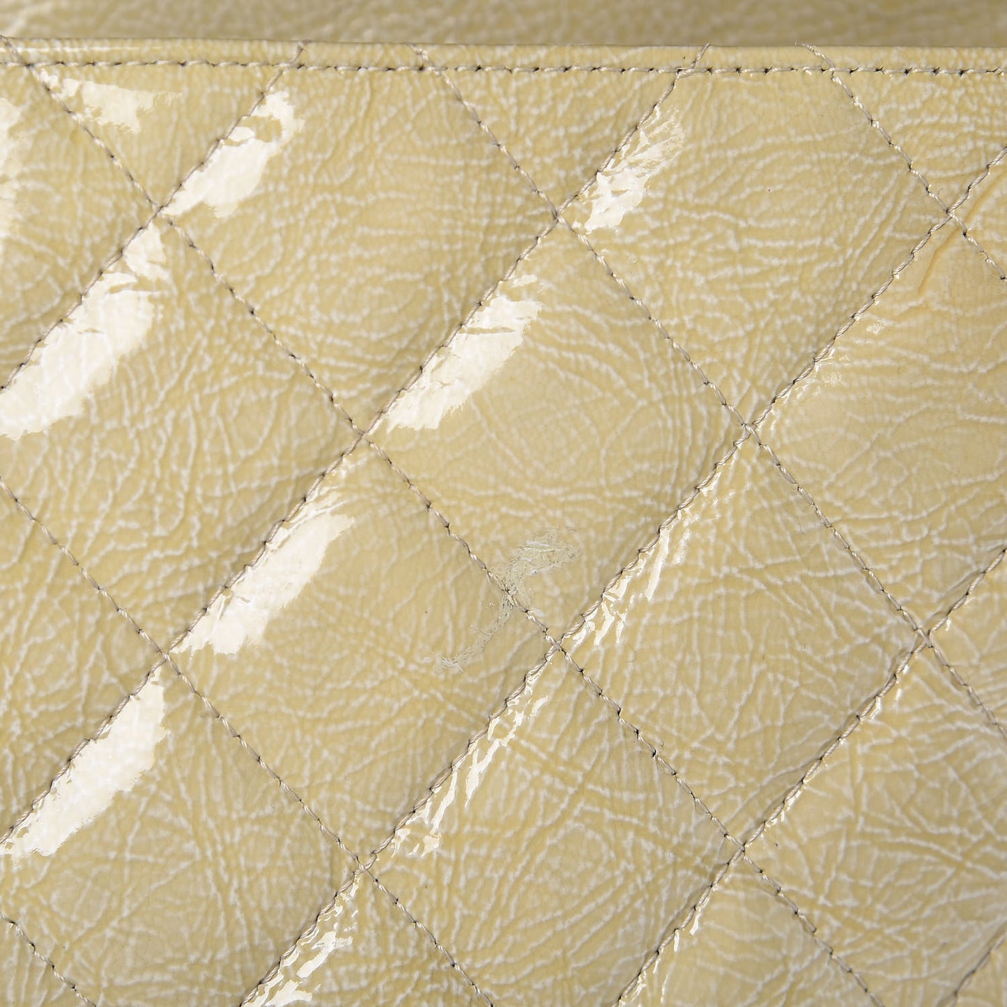 Crinkled Patent Quilted Jumbo Single Flap Light Beige