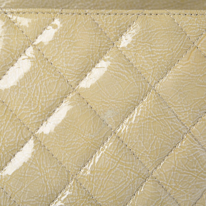 Chanel Crinkled Patent Quilted Jumbo Single Flap Light Beige 9 of 14