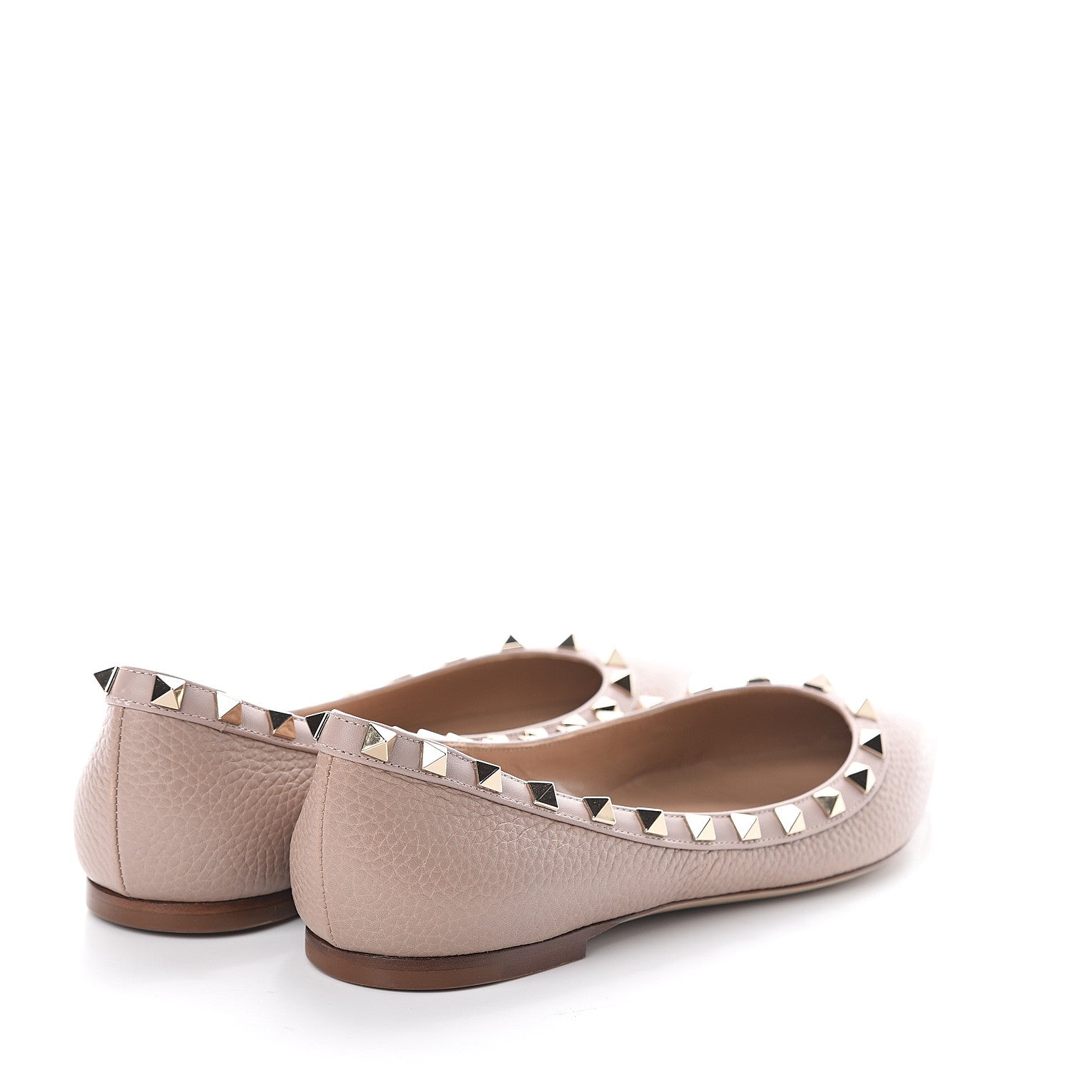 Valentino Garavani Pebbled Calfskin Rockstud Ballerina Flats 38.5 Poudre 4 of 7