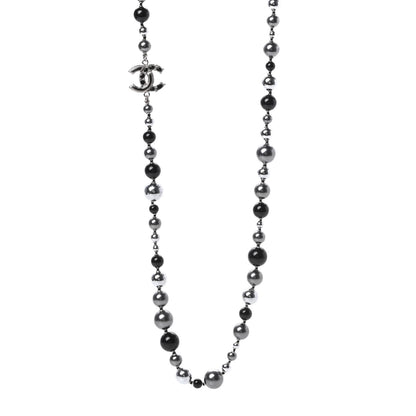 Chanel Pearl Beaded CC Long Necklace Black 1 of 4