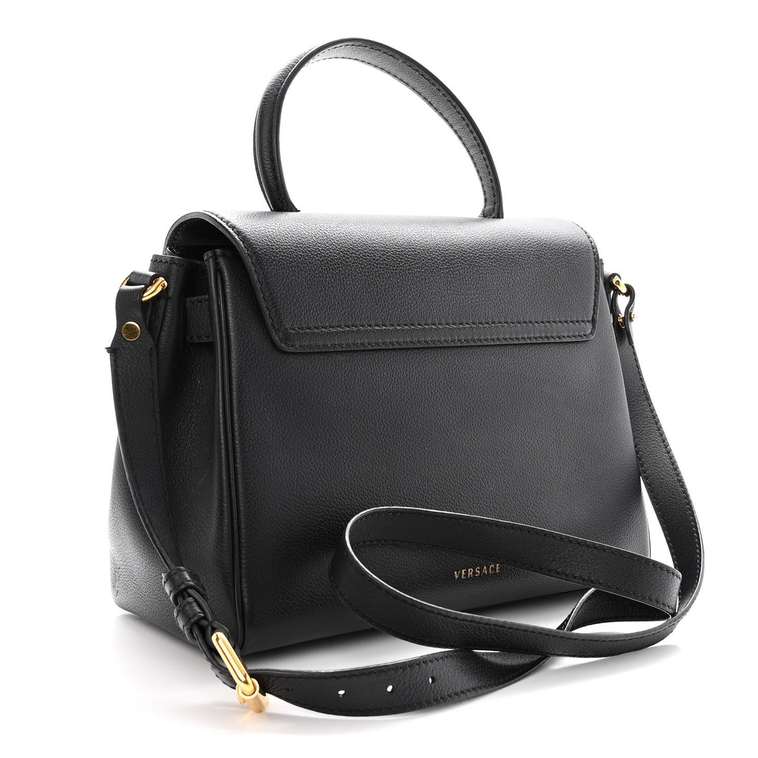 Versace Calfskin Medium La Medusa Top Handle Handbag Black 3 of 12