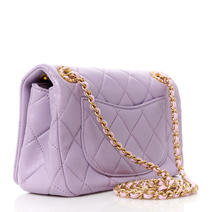 Chanel Lambskin Quilted Braided CC Small Flap Lilac 3 of 11