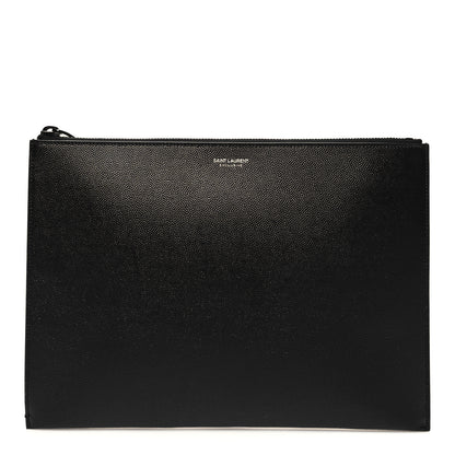 Saint Laurent Grain De Poudre Zipped Tablet Holder Black 1 of 10