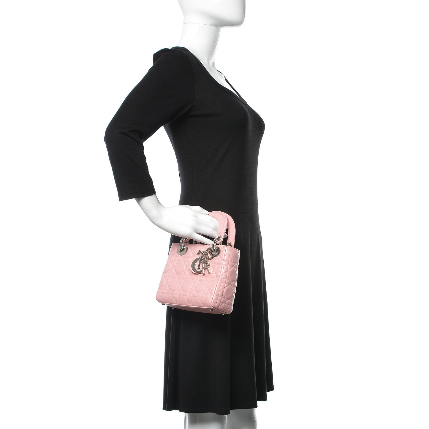 Lambskin Cannage Mini Lady Dior Rose Clair