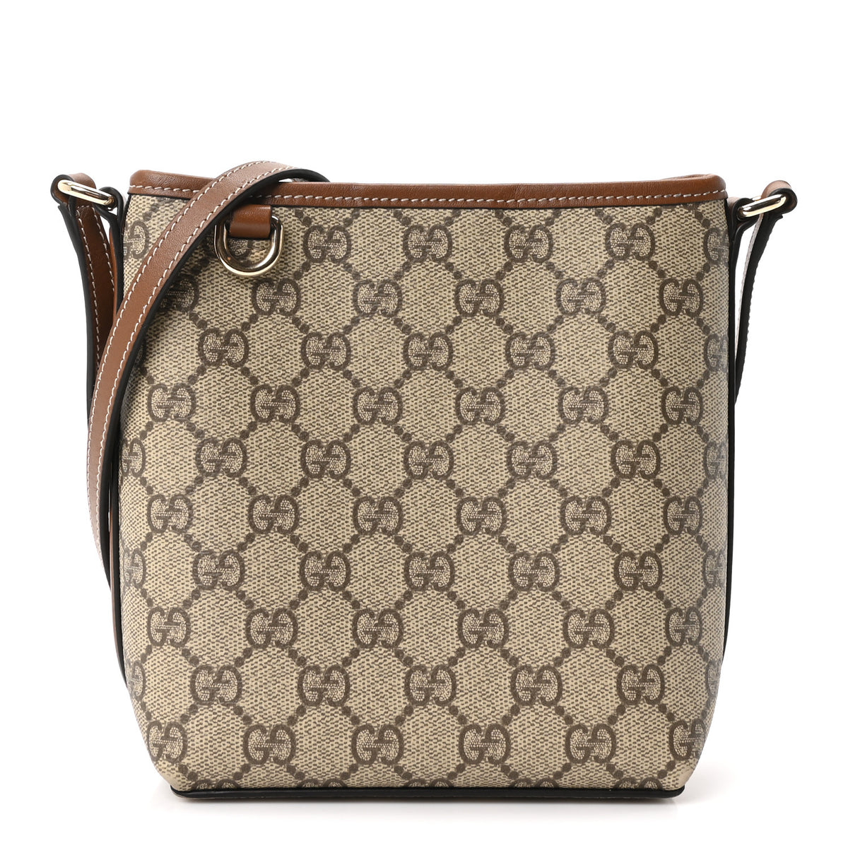 GG Supreme Monogram Emblem Nano Bucket Bag Beige Dark Brown
