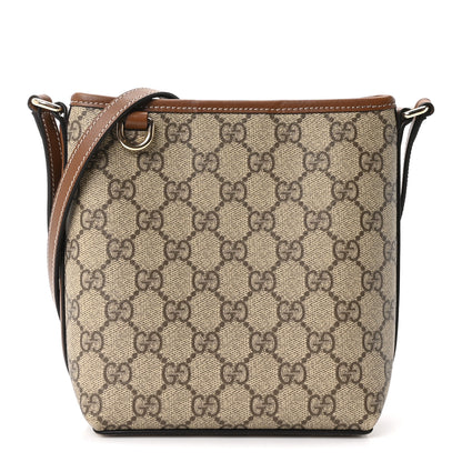 Gucci GG Supreme Monogram Emblem Nano Bucket Bag Beige Dark Brown 1 of 10