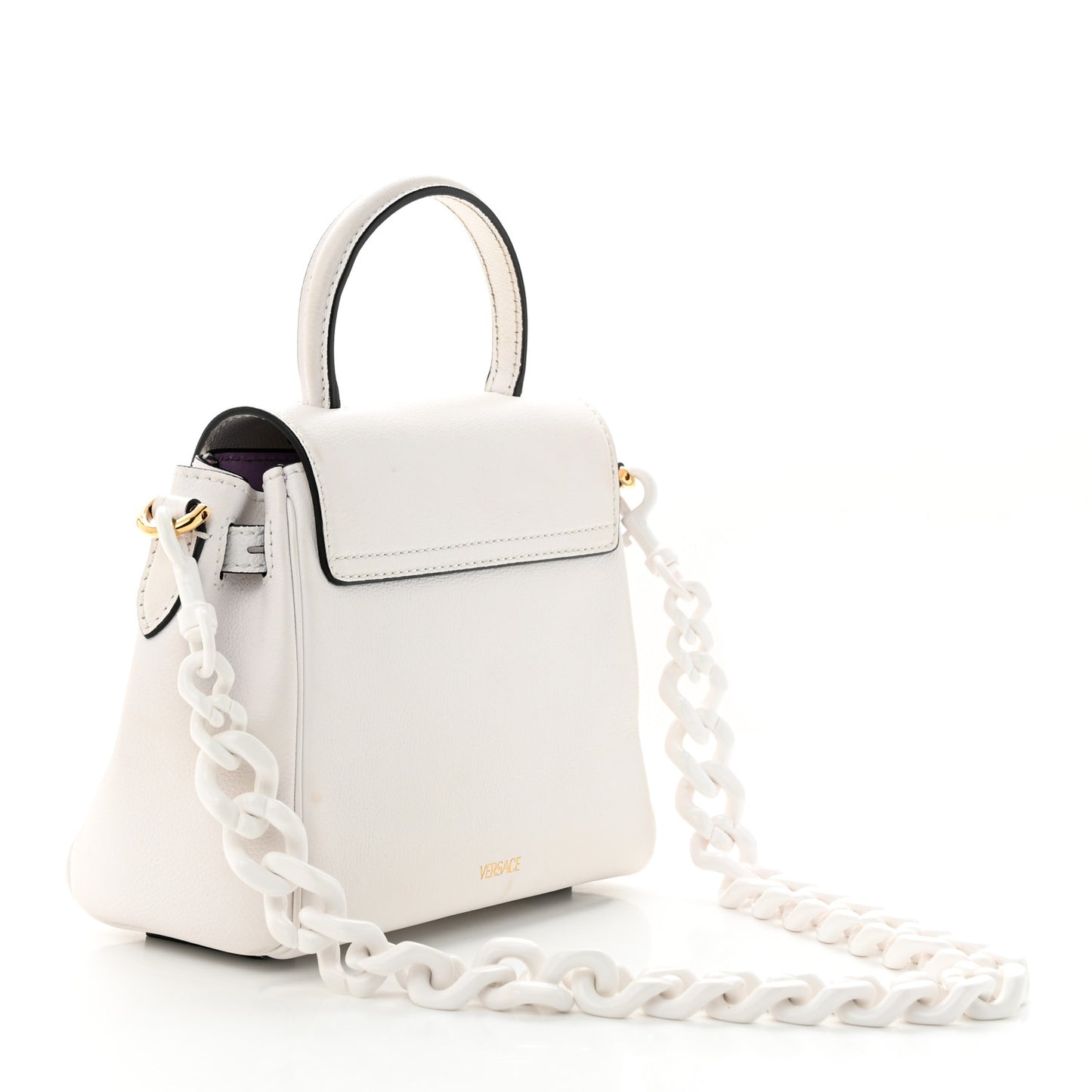 Calfskin Small La Medusa Top Handle Handbag Optical White