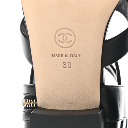 Chanel Calfskin Gladiator Sandals 38 Black 6 of 10