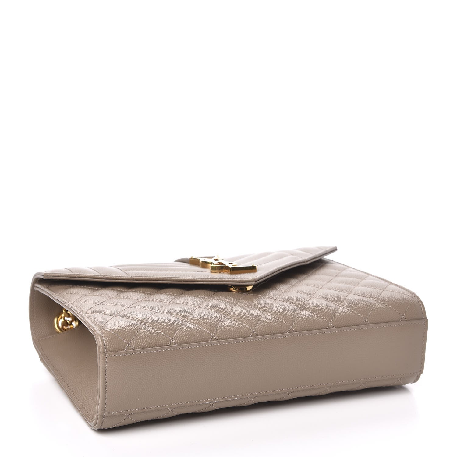 Saint Laurent Grain De Poudre Textured Mixed Matelasse Medium Triquilt Monogram Satchel Taupe 4 of 9