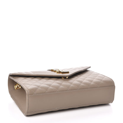 Saint Laurent Grain De Poudre Textured Mixed Matelasse Medium Triquilt Monogram Satchel Taupe 4 of 9