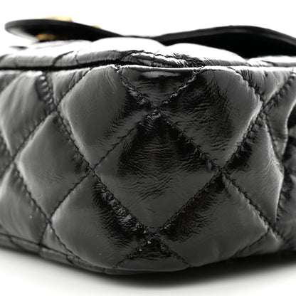 Chanel Shiny Crumpled Calfskin Quilted Small Wavy CC Hobo Black 10 of 11