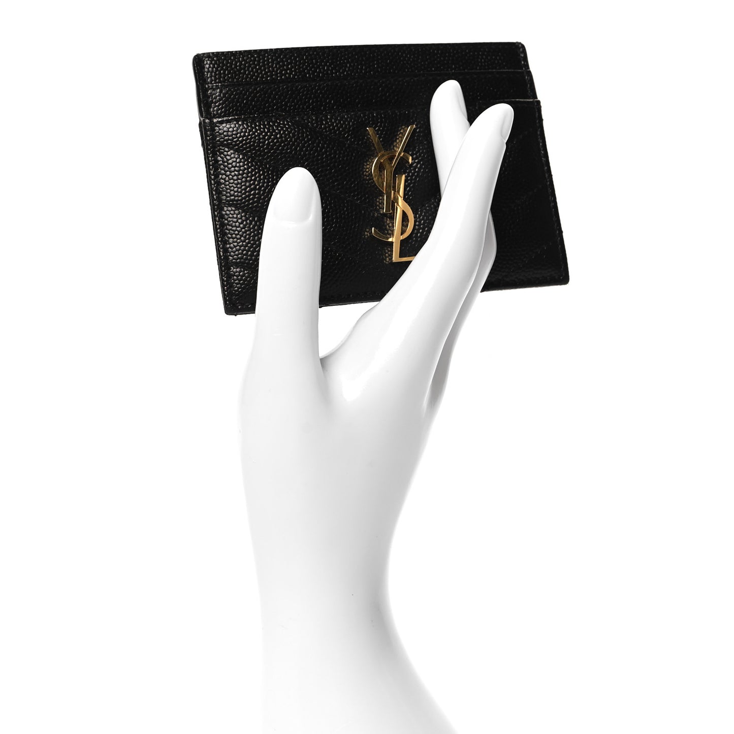 Grain De Poudre Matelasse Chevron Monogram Credit Card Case Black