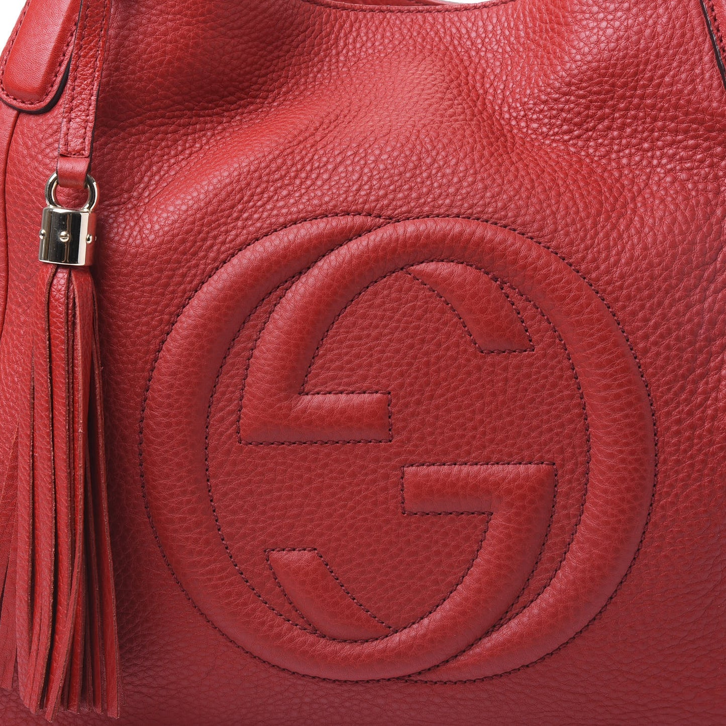 Pebbled Calfskin Medium Soho Shoulder Bag Red