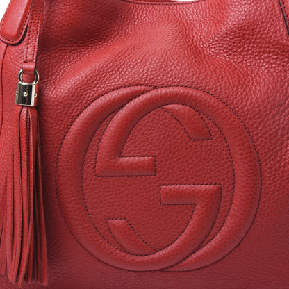 Gucci Pebbled Calfskin Medium Soho Shoulder Bag Red 7 of 11