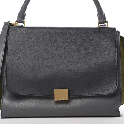 Celine Calfskin Suede Medium Tri-Color Trapeze Navy 8 of 20