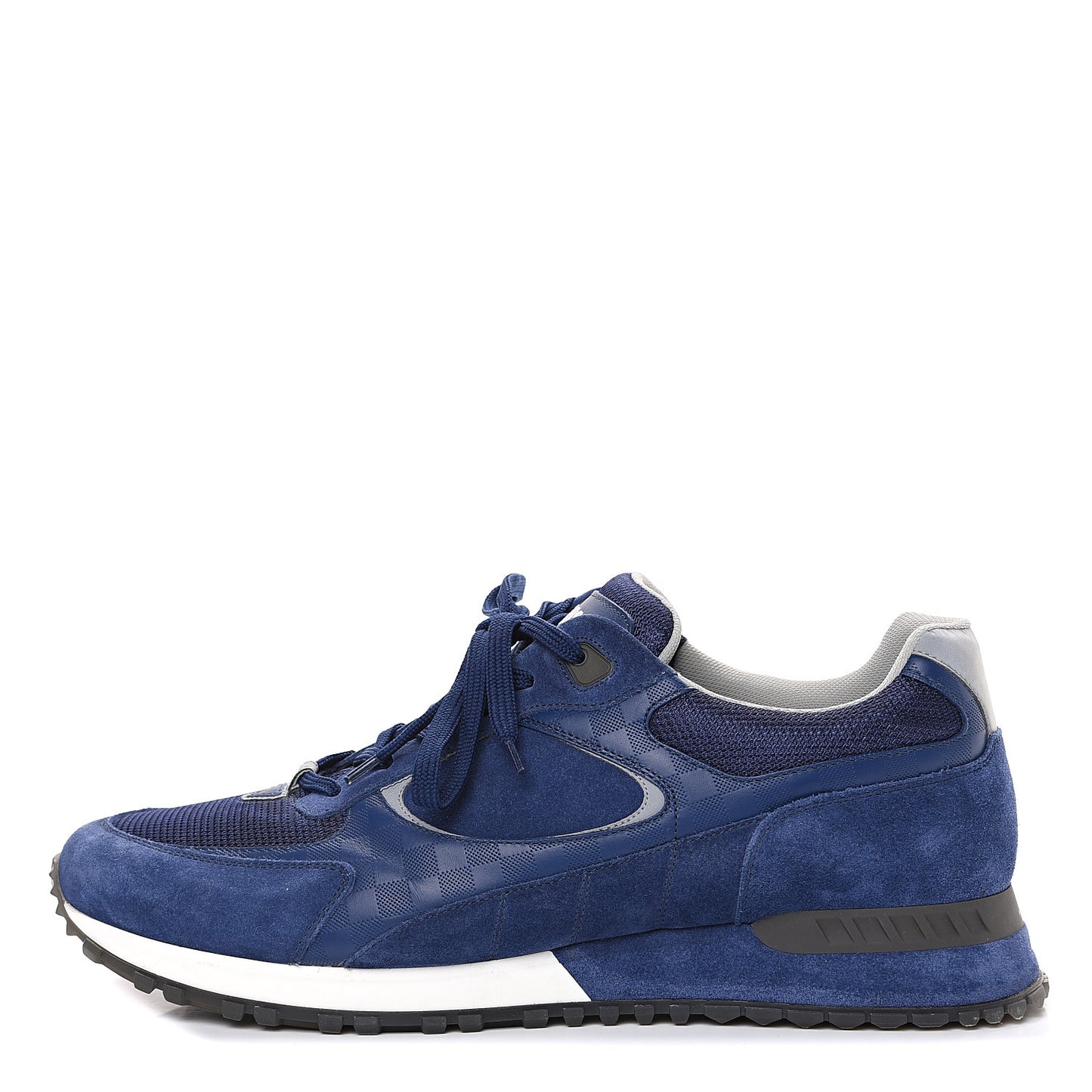 Calfskin Suede Damier Run Away Sneakers 10 Blue