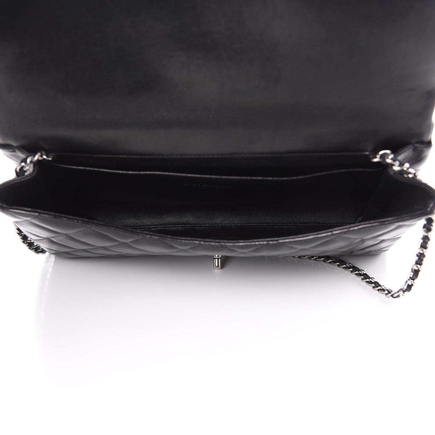 Lambskin Quilted Clutch With Chain Flap Black