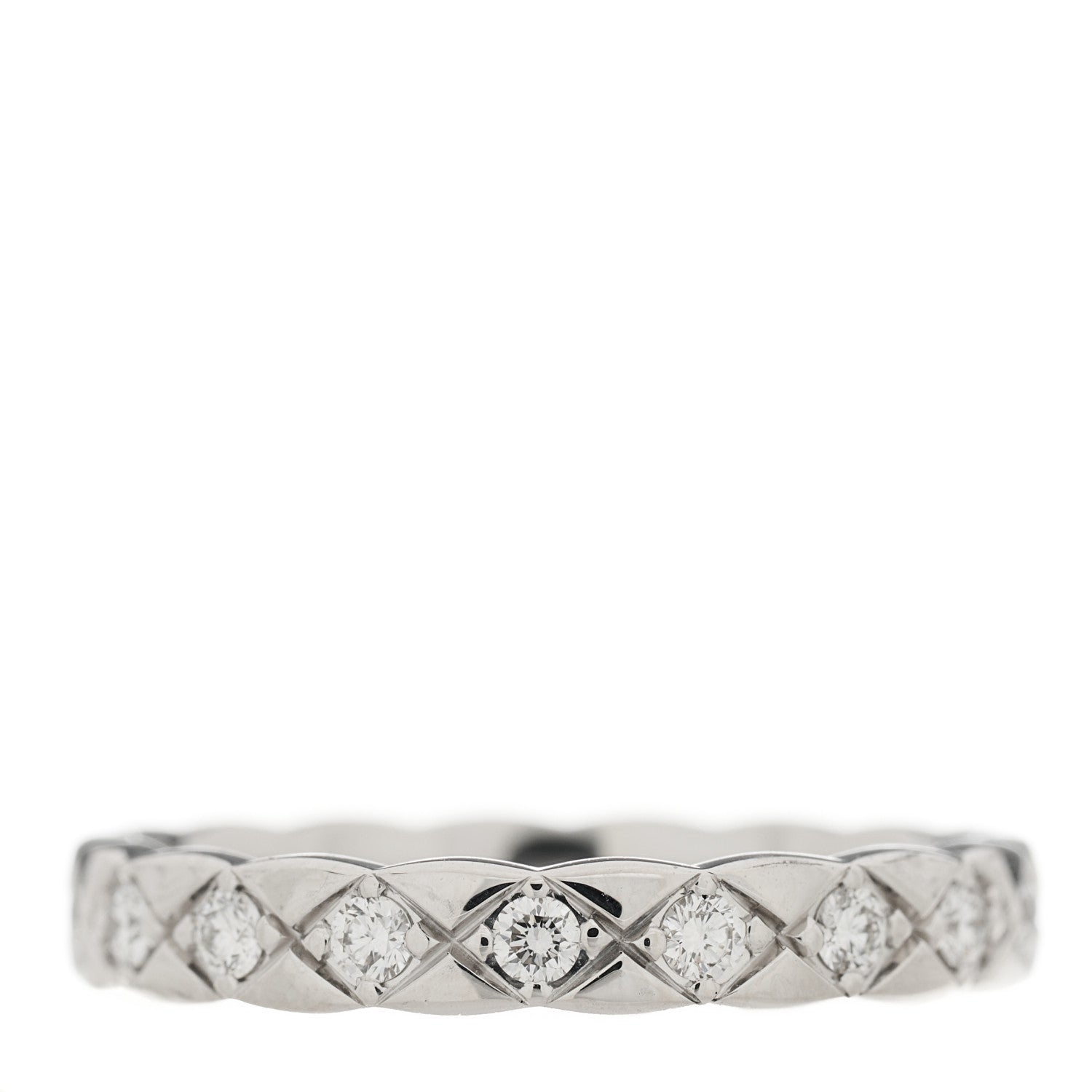 Chanel 18K White Gold Diamond Mini Coco Crush Ring 51 5.75 2 of 7