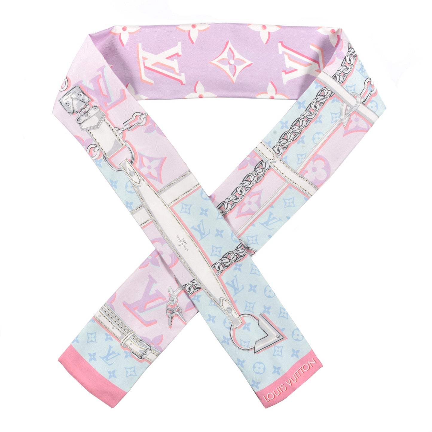 Silk Monogram Escale Confidential Bandeau Blue Pink