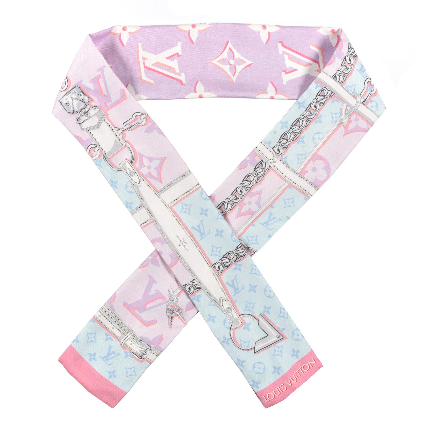 Louis Vuitton Silk Monogram Escale Confidential Bandeau Blue Pink 1 of 4