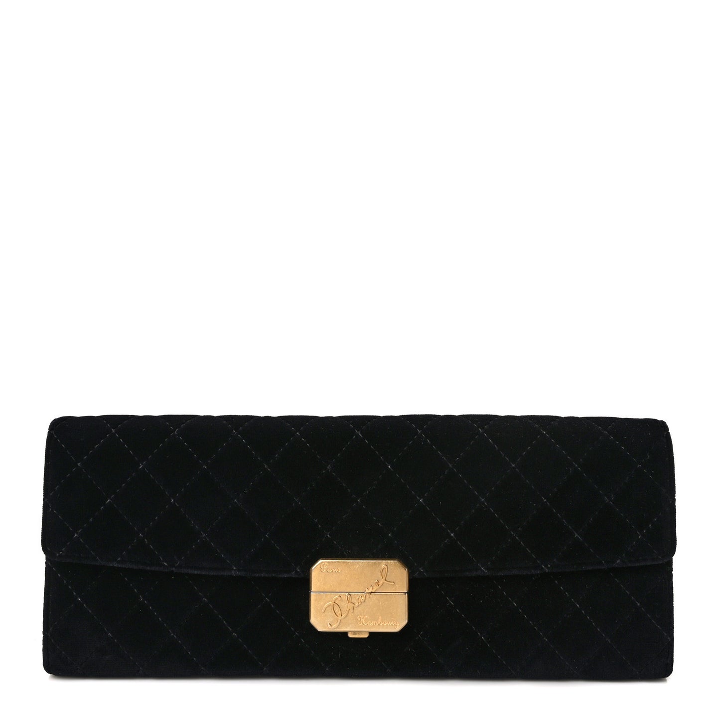 Velvet Quilted Paris Hamburg Clutch Black