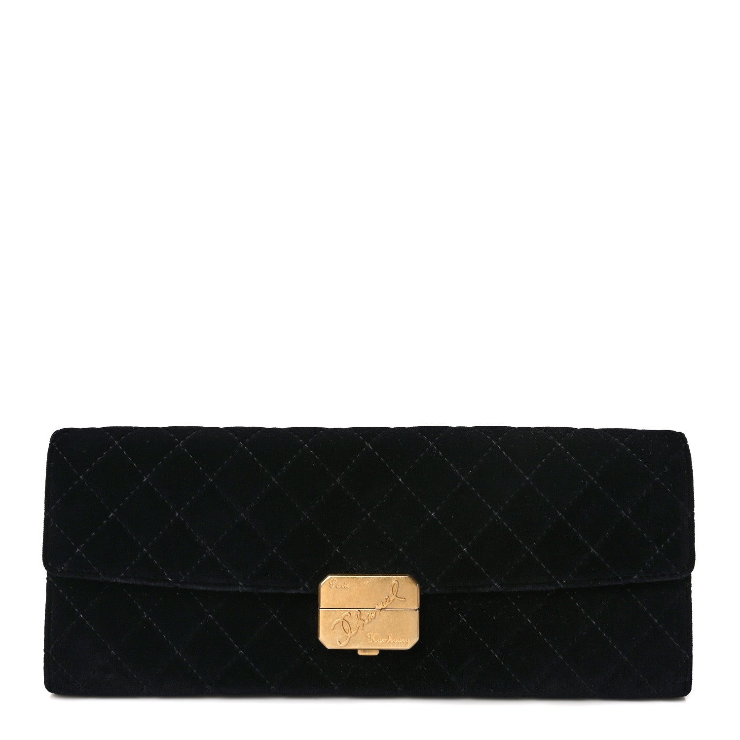 Chanel Velvet Quilted Paris Hamburg Clutch Black 1 of 7